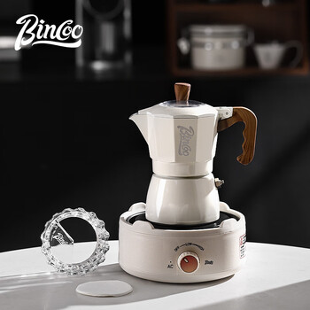 Bincoo double valve moka pot household electric stove coffee pot small espresso hand grinding coffee machine set