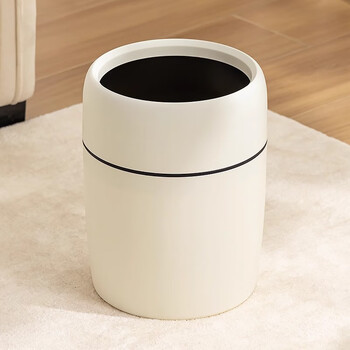 Dehub trash can living room household large large capacity light luxury bedroom kitchen bathroom simple high-looking 2025 new model without cover cream color 8l 1 pack