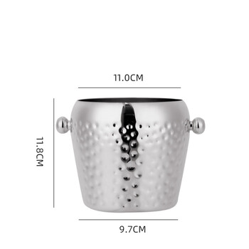 Fengxi thickened double-layer stainless steel ice bucket champagne bucket ice grain bucket red wine beer frozen bar hotel ktv insulation ice single-layer hammered silver