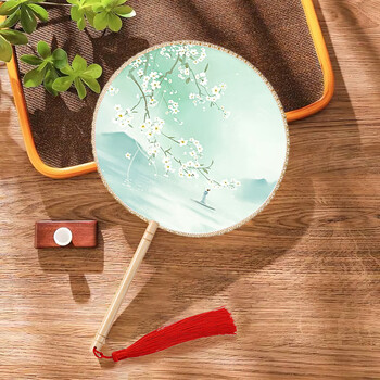 Duomeiyi fan ancient style round fan birthday gift chinese style han chinese photo dance fan - mirror flower and water moon single-sided print