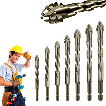 Mihong tilted head four-edged serrated eccentric drill bit for ceramic tile drilling concrete special electric drill rotor ultra-high hardness dry drilling four-edged serrated drill 6mm one pack