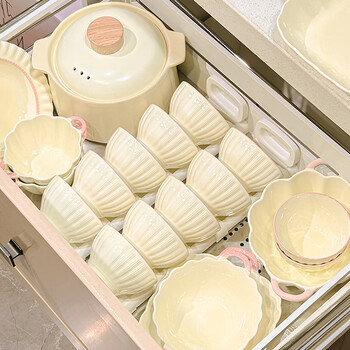 Lowe bowl and plate set for home use 2025 new high-value bowls and dishes dishes cream style tableware set wedding gift