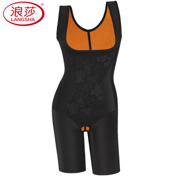 Langsha velvet thickened open crotch one-piece body shaper tummy control waist slimming belly shaping underwear autumn and winter warm corset black 3xl suitable for 135-150 pounds