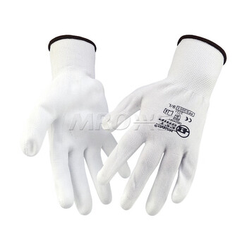 Henghui economical pu coated polyester universal gloves labor protection wear-resistant thin style breathable and comfortable white m medium size