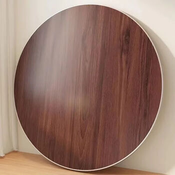 Guangyi thickened large round table 10 people round table dining table household solid wood foldable hotel turntable round table top round dining table 120 thick suitable for 6-8 people single table walnut color-thick table top