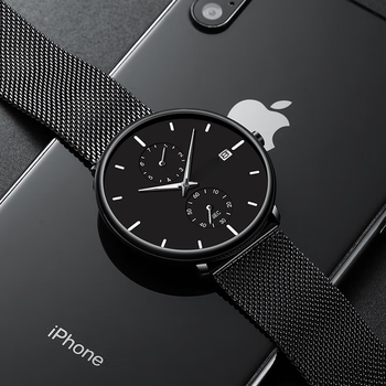 Xiaomi buyi watch male student simple waterproof junior high school students high school teenage men business mechanical style men's watch exam available black mesh with black silver needle business mechanical + simple waterproof