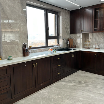 New chinese style all solid wood whole house custom-made ebony wood cabinets kitchen floor cabinets wall cabinets north american black walnut custom-made imported rubber wood