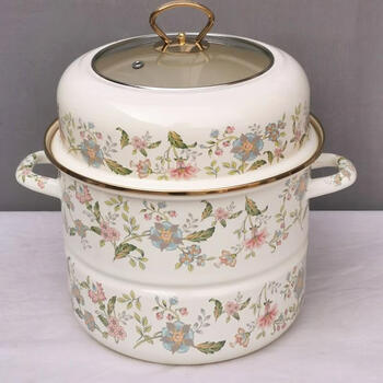 Extra thick enamel double-layer steamer household stew pot enamel soup pot steamed buns steamed buns induction cooker gas universal 28cm