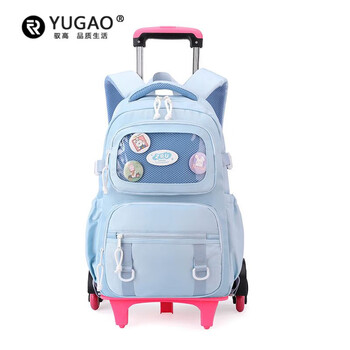 Liyou high-end quality trolley schoolbag, primary and secondary school students' trolley schoolbag, women's backpack for climbing stairs, dirt-resistant export backpack, blue six-wheel
