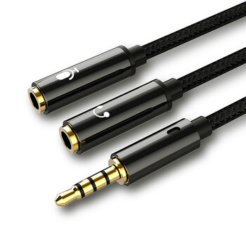 Altoson computer usb external sound card adapter 3.5mm round hole dual plug gaming headset noise reduction converter notebook desktop host external microphone voice box expansion line brilliant black 3.5mm single male to double female two-in-one