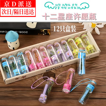 Wilkie wishing bottle drift bottle small bottle glass bottle wish bottle diy mini children's glass bottle decorative jewelry gift 12 constellation wishing bottle gift box