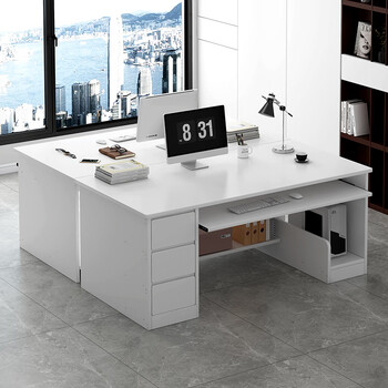 Yijiada desk boss desk home desktop computer desk bedroom desk simple modern office staff desk welfare | warm white 120 (3-pump main unit + keyboard tray)