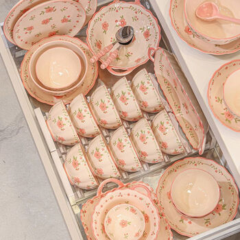 Persson dish set household 2026 new small fresh bowl and plate moving to new home ceramic underglaze color tableware set gift box 10 people food 44-piece set