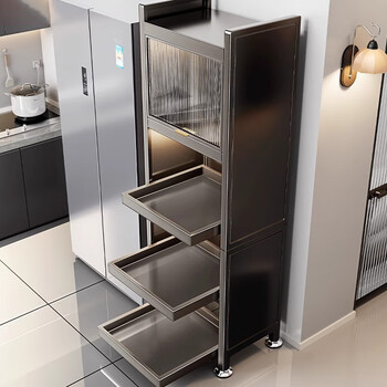 Moji storage rack sandwich storage cabinet gap narrow edge kitchen refrigerator side pull-out cabinet super narrow gap storage cabinet pull-out style - length 30 width 36 height 123 - gray