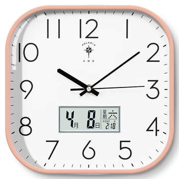 Polaris living room wall clock silent wall hanging home clock living room simple creative quartz clock square modern clock gold calendar model (27*27 cm) upgraded ultra-quiet movement