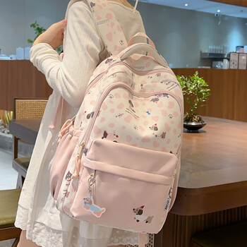 Jungle bird 2025 new class school bag junior high school students high school girls ins style backpack elementary school girls cute backpack pink puppy pendant