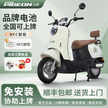 Flying pigeon electric motorcycle lead-acid electric motorcycle high-speed high-power battery car takeaway car intelligent ultra-long range commuting replacement men's and women's electric pedal mint green 72v26a energy-carrying lead-acid - range approximately 95 kilometers