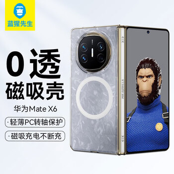 Mr. blue monkey is suitable for huawei matex6 mobile phone case, transparent and simple center column protective case, folding screen magnetic anti-fall protective case