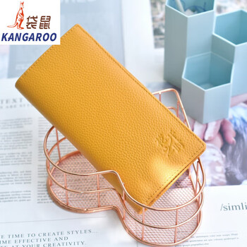 Kangaroo (kangaroo) wallet women's chinese valentine's day 2025 long genuine leather fashion thin simple youth ultra-thin soft leather yellow lucky