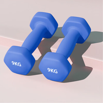 Ripa hexagonal dumbbell women's fitness home equipment dip plastic dumbbell arm dormitory men's rubberized combination special blue 9kg*2 weighted men's and women's