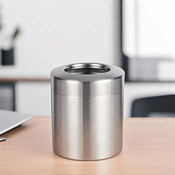 Deans (deans) 304 stainless steel desktop trash can home living room coffee table dining table desk small mini lidless peel bucket 4 liters silver 304 stainless steel no bagging required