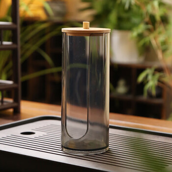 Disposable kung fu tea cup holder, cup holder, desktop cup holder, teacup makeup storage rack, household storage cup holder, storage cup holder through gray