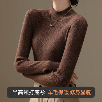 Yu zhaolin half turtleneck knitted bottoming shirt for women autumn and winter with small fragrant sweater women's top black