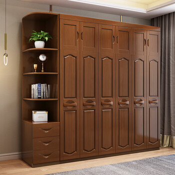 Yangyi solid wood wardrobe modern simple small apartment household wardrobe sliding door double door storage wardrobe 1512#