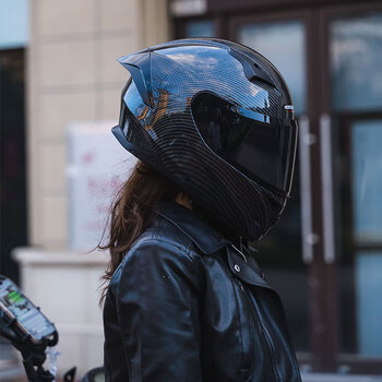 Modoconfluence motorcycle riding helmet 3c certified male and female all-season anti-fog helmet rider bluetooth motorcycle full-face helmet bright black carbon fiber-brown lens l 57-58cm