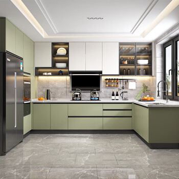 Sanqihu kitchen cabinet integrated cabinet custom quartz stone countertop open kitchen decoration household integrated stove cabinet 1 meter 3d01