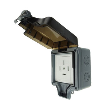 Three-phase electrical socket outdoor rainproof 380v four-wire five-hole 16a25a surface-mounted outdoor waterproof steamer kitchen power socket box waterproof socket three-phase five-wire (25a) round hole