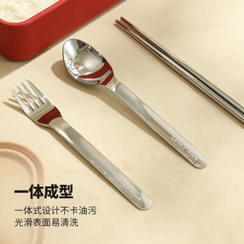 Blue lotus portable tableware stainless steel chopsticks and spoons storage box for one person to take out for office dining three-piece set/304 stainless steel chopsticks, spoons and forks combo