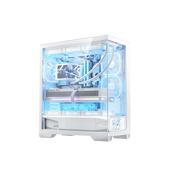 Quasi-new product thunderobot black warrior genesis game computer host sea view room white chassis atx motherboard/270 panoramic view/6.2-inch screen/three-sided quick release/360 water cooling compatible/9 fan positions