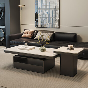 Linjie modern simple coffee table living room home small apartment sofa tea table italian minimalist rectangular coffee table slate table black frame black frame pure white slate 100 + pure white t side table 50