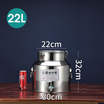 304 stainless steel oil barrel wine barrel with faucet edible peanut oil sealed barrel with lid thickened milk barrel 50 catties 100 catties 22l30* height 30cm with faucet