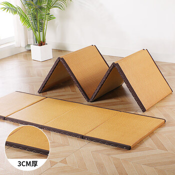 He jiagong tatami mat japanese-style household folding mattress summer coconut palm plus hard floor special lunch break sleeping mat 1525 golden autumn about 3cm thick thickened coconut palm 600x1800mm