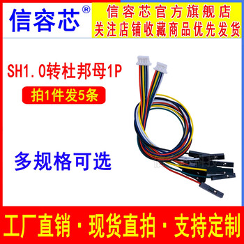 Xinrongxin sh1.0 to dupont male and female 1p electronic cable 2p3p4p5p6p7p8p9p10p terminal cable sh1.0 6p to dupont 1p female, 20cm (5 pieces)