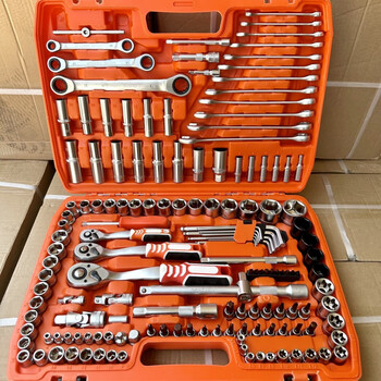 Sailoto 121-piece auto repair tool set car repair tool set car repair tool wrench tool box set orange box pearl nickel style 150 pieces 72 teeth broken