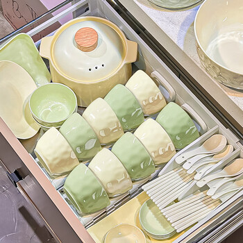 Lowe cream style dishware set for home use 2025 new high-value underglaze color tableware set for housewarming dishes, chopsticks and bowls