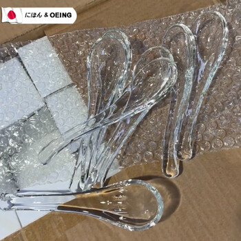 Oeing high temperature resistant food grade japanese glass spoon transparent long handle crystal spoon household dessert bird's nest spoon colored spoon crystal spoon transparent