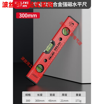 Delixi level high-precision small with strong magnetic mini flat water aluminum alloy ruler balance measurement level strong magnetic 300mm