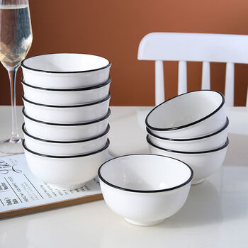 Enshousu 10-piece ceramic bowl for home use 4.5 inches combination set tableware ceramic rice bowl jingdezhen small porcelain bowl black line european bowl 4.5 inches 4 pieces
