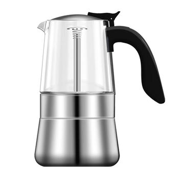 Moka pot double valve stainless steel coffee pot portable hand-brewed heat-resistant glass coffee pot coffee utensil set d818- 300ml transparent