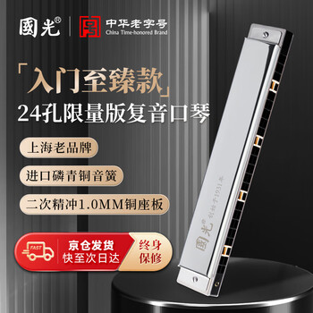 Guoguang professionally plays imported gongs 24-hole limited edition polyphonic c harmonica (luxury silver)