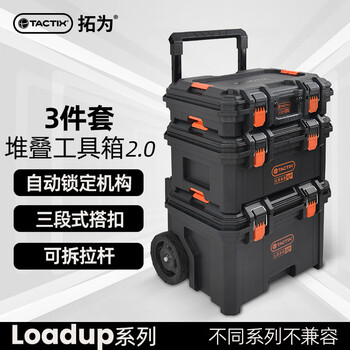 Tactix stacking tool box 2.0 heavy-duty storage box industrial-grade trolley box three-piece set parts box home 320420