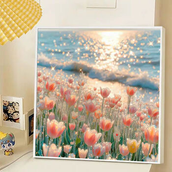 Kecss tulip cross stitch 2025 new line embroidery living room self-embroidery hand embroidery bedroom full embroidery vertical version entrance hall cotton thread 50*50cm medium grid 3-strand thread embroidery