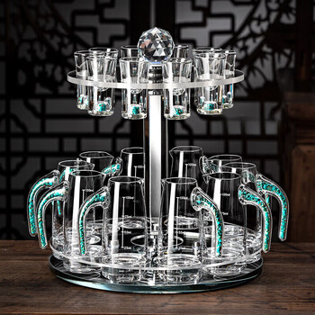 Martigues white wine glass dispenser set rotating cup holder cup wine glass wine set turquoise wine dispenser set 10 pots 10 cups rotating cup holder
