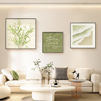 Long time no see, living room decoration painting, nordic style sofa background wall, triple mural, small fresh restaurant hanging painting