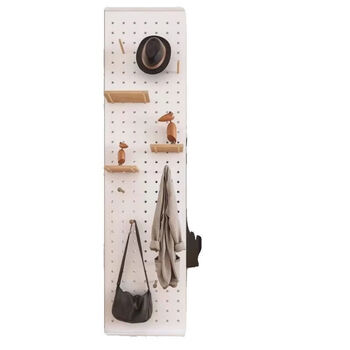 Perforated board wardrobe side panel three-sided card slot screen partition side wall living room entrance hall solid wood storage rack solid wood custom size color contact customer service