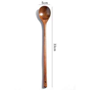 Ye yu long-handled wooden spoon for stirring food, extended cooking spoon, food supplement, wooden milk pot, stir-fry, wooden insulated soup spoon, japanese style, free 33cm dark long-handled wooden spoon 003